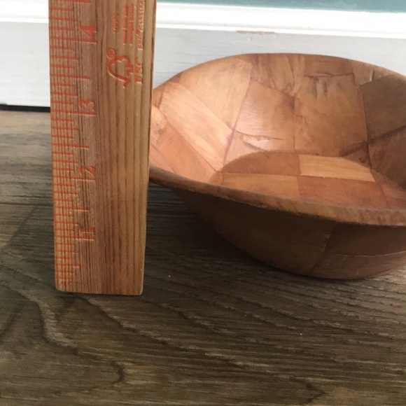 Vintage Oval Woven Parquet Wooden serving Salad Bowl, 12” Long retro mcm - Picture 6 of 6